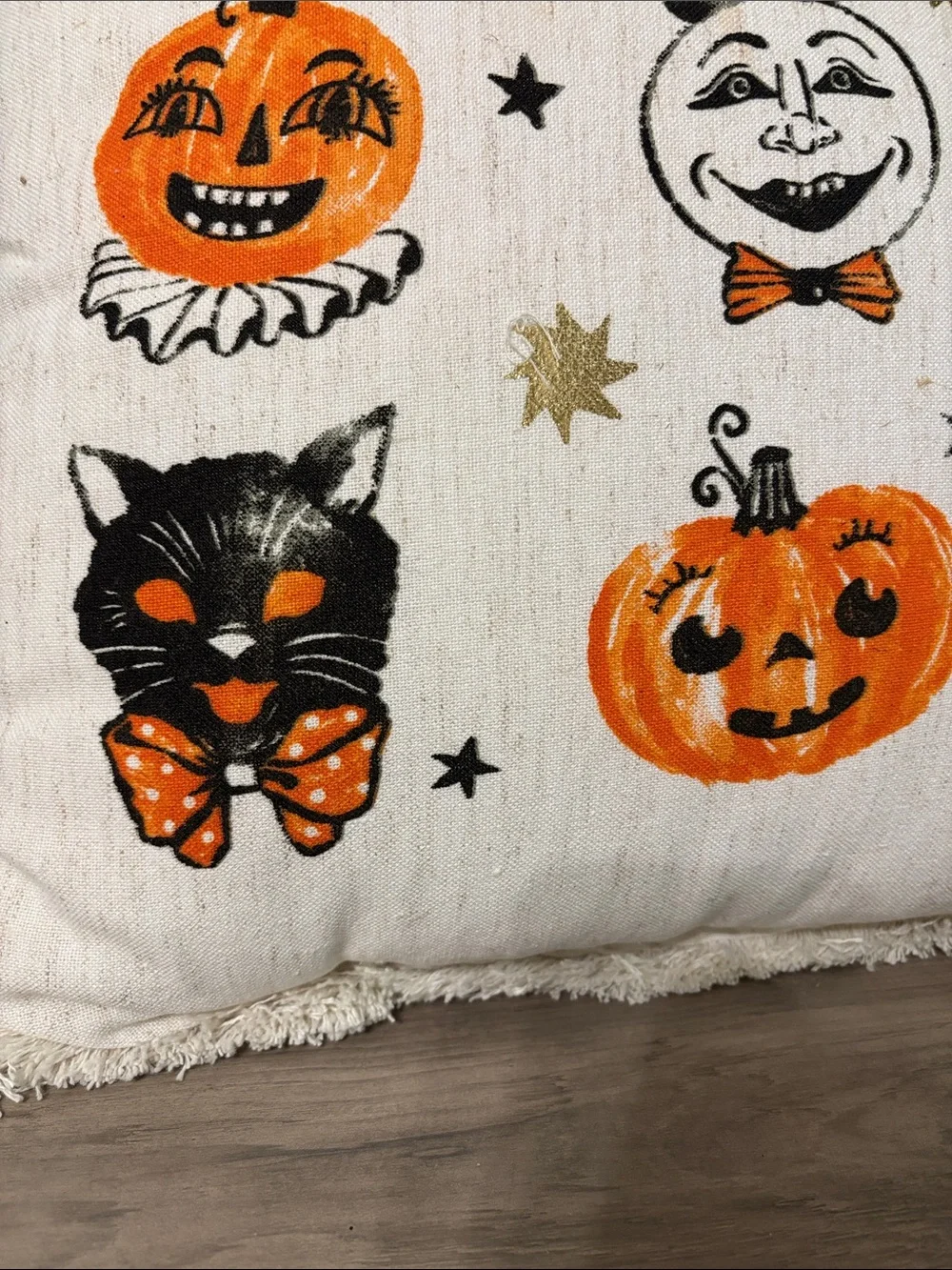 Living Soft, Vintage Retro Beistle Inspired Halloween Fringe Throw Pillow NWT